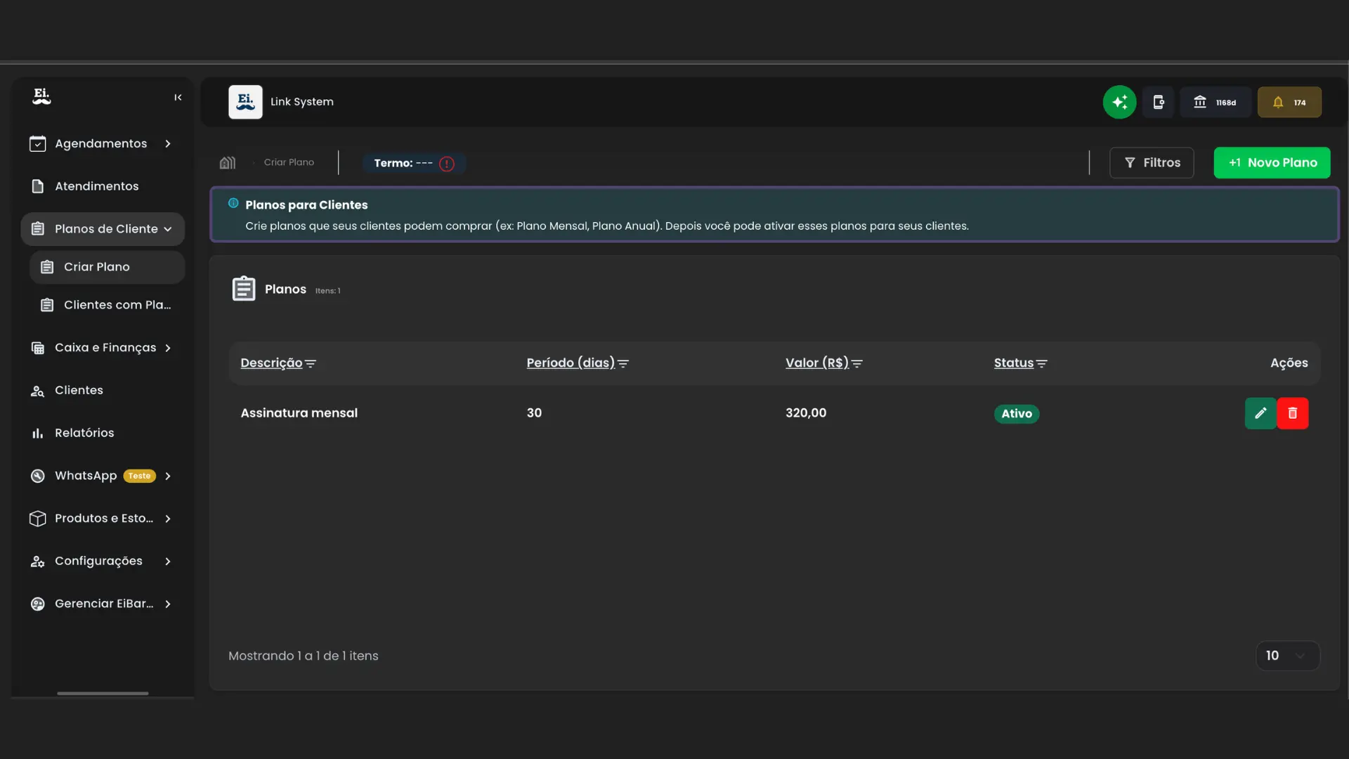 Screenshot Programa de Fidelidade e Assinaturas